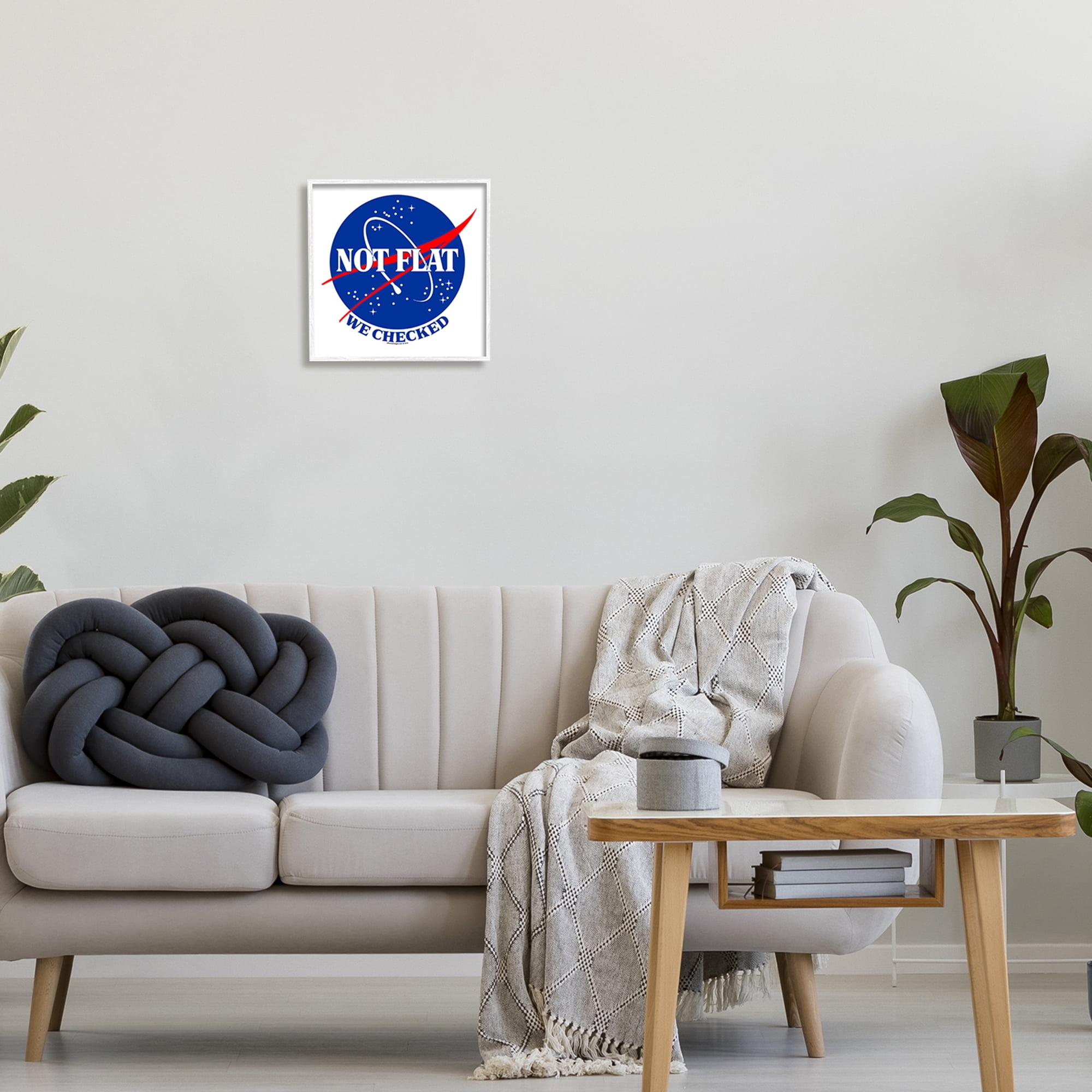 Stupell Industries Not Flat Earth Phrase Typography Painting White Framed Art Print Wall Art, 12 x 12