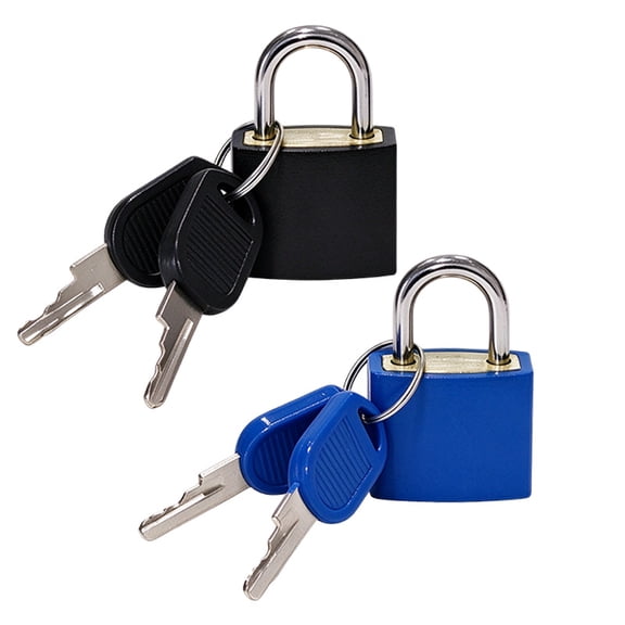 2 Pieces of Mini Padlocks with Keys, 23mm Compact Luggage Locks in Blue and Black, for Backpack, Suitcase, Travel Bag, Cabinet and Toolbox