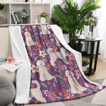Goldendoodle Dog and Flower Floral Blanket,Comfortable Soft Flannel Throw Blanket,All Season,Warm Lightweight Blankets for Sofa Bed Couch Living Room Chair,50"x60"(130x150cm)