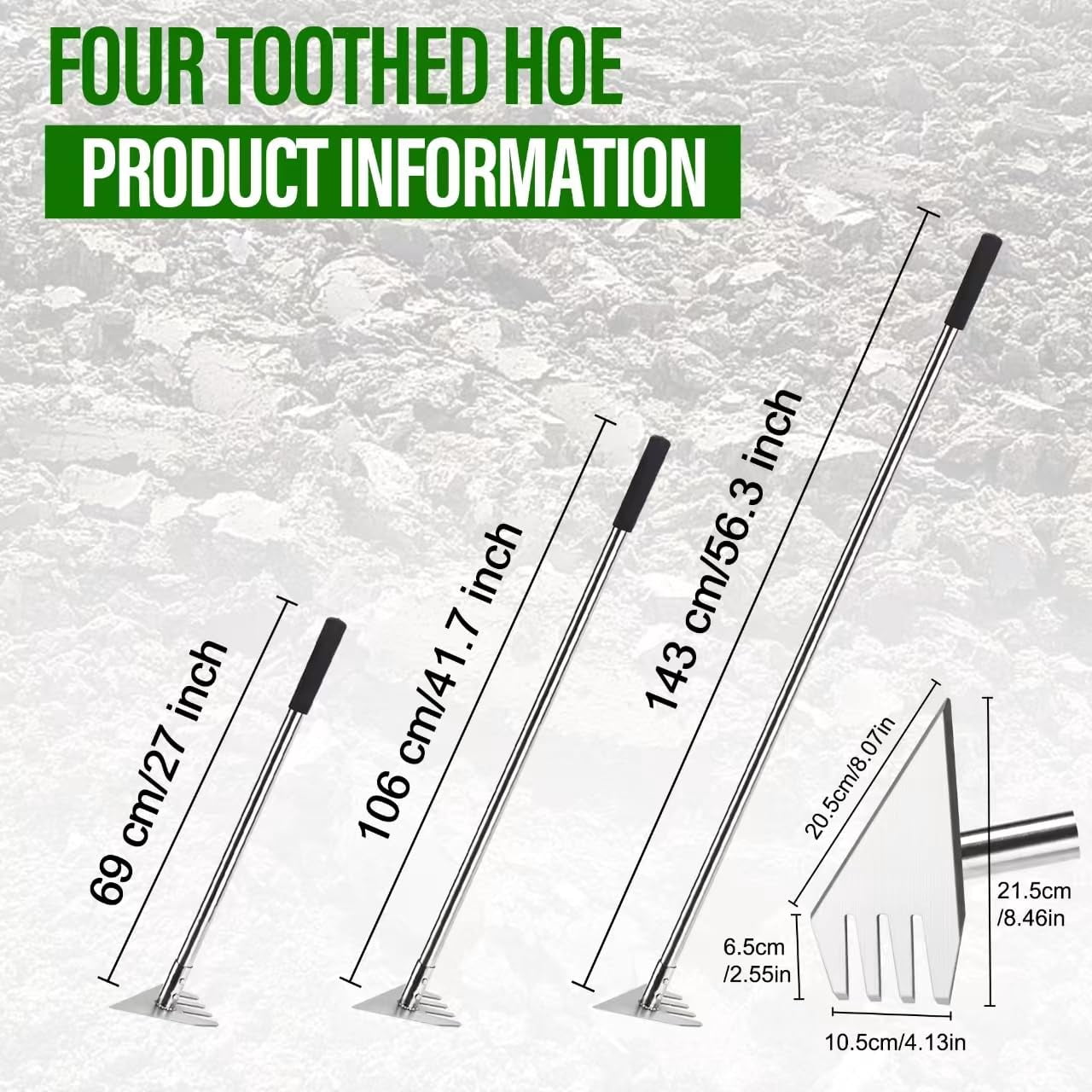 Garden Hoe Tool And Weeder  56 Inch Long Handle Cultivator With Stainless Steel Heavy Duty Hand Tiller For Weeding Digging Loosening Soil Removing Moss