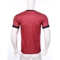 thumbnail image 4 of Oyolan Men Chef Print Contrast Color Restaurant Kitchen Chef Shirt Costume Round Neck Short Sleeve Tee Top Burgundy XL, 4 of 6