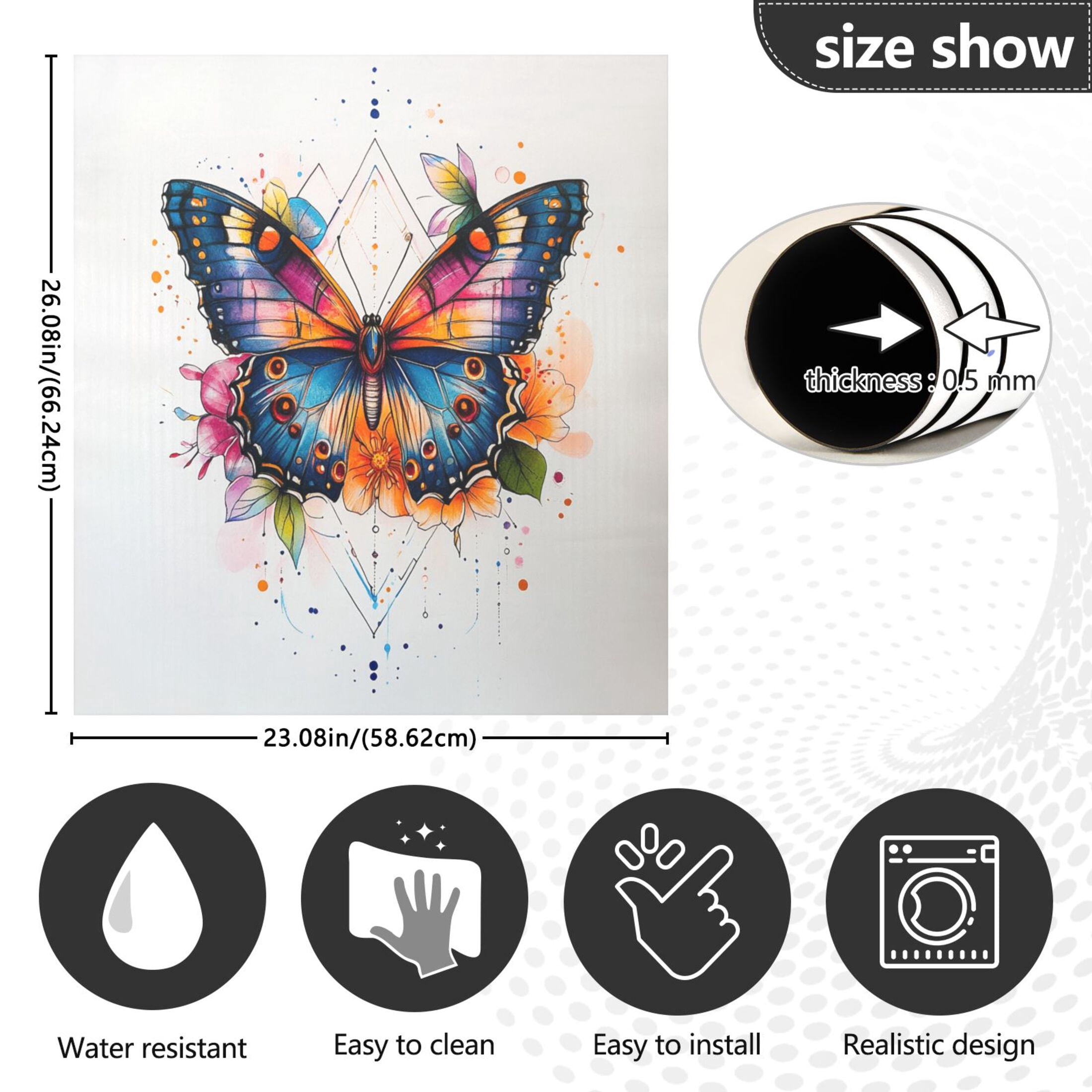 Dishwasher Magnetic Sticker 23x26 Inch Refrigerator Magnetic Sticker Washing Machine Magnetic Sticker Kitchen Panel Magnetic Sticker Home Decor Beautiful Colored Butterflies