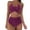 Purple, variant on Women Two Piece Vintage Swimsuit Wrap Cross Cutout Bikini Sets Tummy Control Swimwear Push Up High Waist Bikini with Bottom
