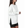 thumbnail image 3 of Womens Oversized Sweatshirts Crew Neck Long Sleeve Shirts Casual Loose Slit Fall Outfits White XL, 3 of 9