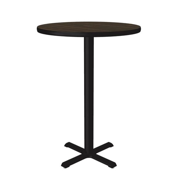 Correll SXB30R-01-98-01 30 in. X-Base High Pressure Laminate Cafe & Breakroom Table with Stamped Steel Base - Walnut - Round