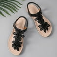 thumbnail image 5 of WIZUTIZ Thong Sandals for Women Beach Sandals for Women 2025 Comfort Casual Elastic Flowers Sandals Pull-On Summer Shoes Mid Heel (2"-3") Medium Solid Sandals for Ladies Weekend Black, 5 of 6