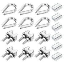 Uxcell 18Pcs M2(2mm) Wire Rope Cable Clamp Thimble and Crimping Loop Silver