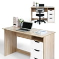 thumbnail image 3 of Escritorio de Madera FurnitureR moderno con 3 Cajones Marrón Claro, 3 of 6