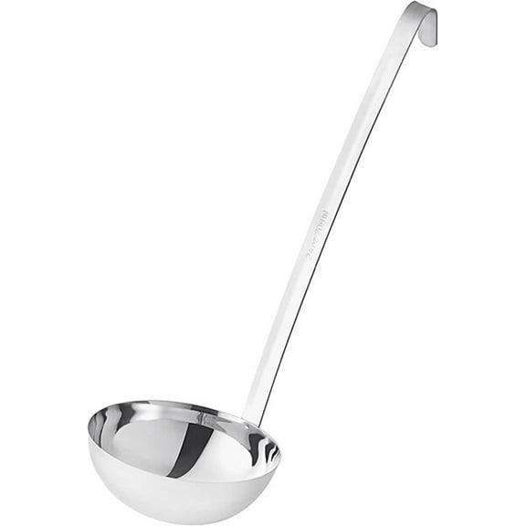 Truecraftware – 24 oz. Stainless Steel Ladle with Long Hooked Handle - for Soup Chili Gravy Salad Dressing and Pancake Batter