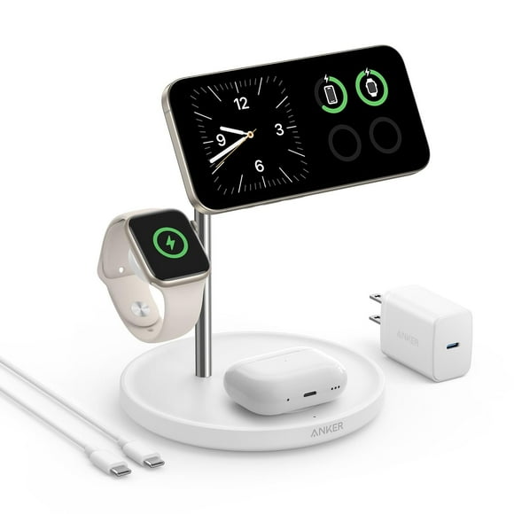 Anker MagSafe-Compatible iPhone 16 Wireless Charging Stand, MagGo 3 in 1 Wireless Charging Station, Qi2 Certified 15W Wireless Charger, Desk Accessory, for iPhone 16/15/14/13/12,