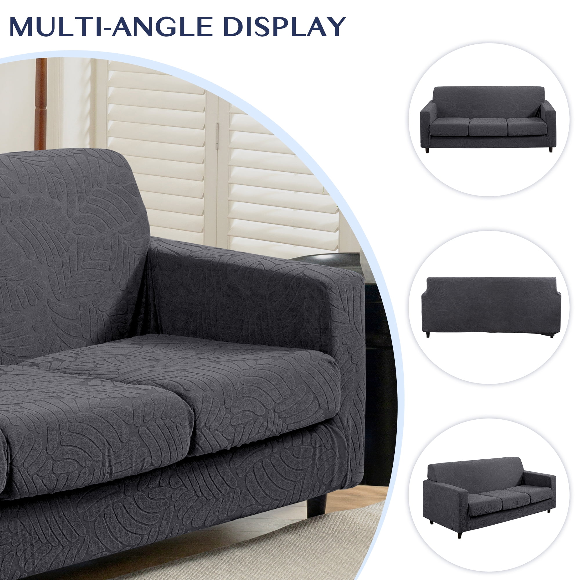 4 Piece High Stretch Sofa Slipcover Furniture Protector Form Fit Luxury Thick Sofa Cover for 3 Cushion Couch, Machine Washable