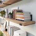thumbnail image 2 of Wallniture Forte 72" Long x 9.25" Deep Floating Wall Shelves, Book Shelves Wall Mount, Wooden Shelf for Living Room, Kitchen, Pantry and Office Decor, Set of 3, Burnt Finish, Real Wood, 2 of 9