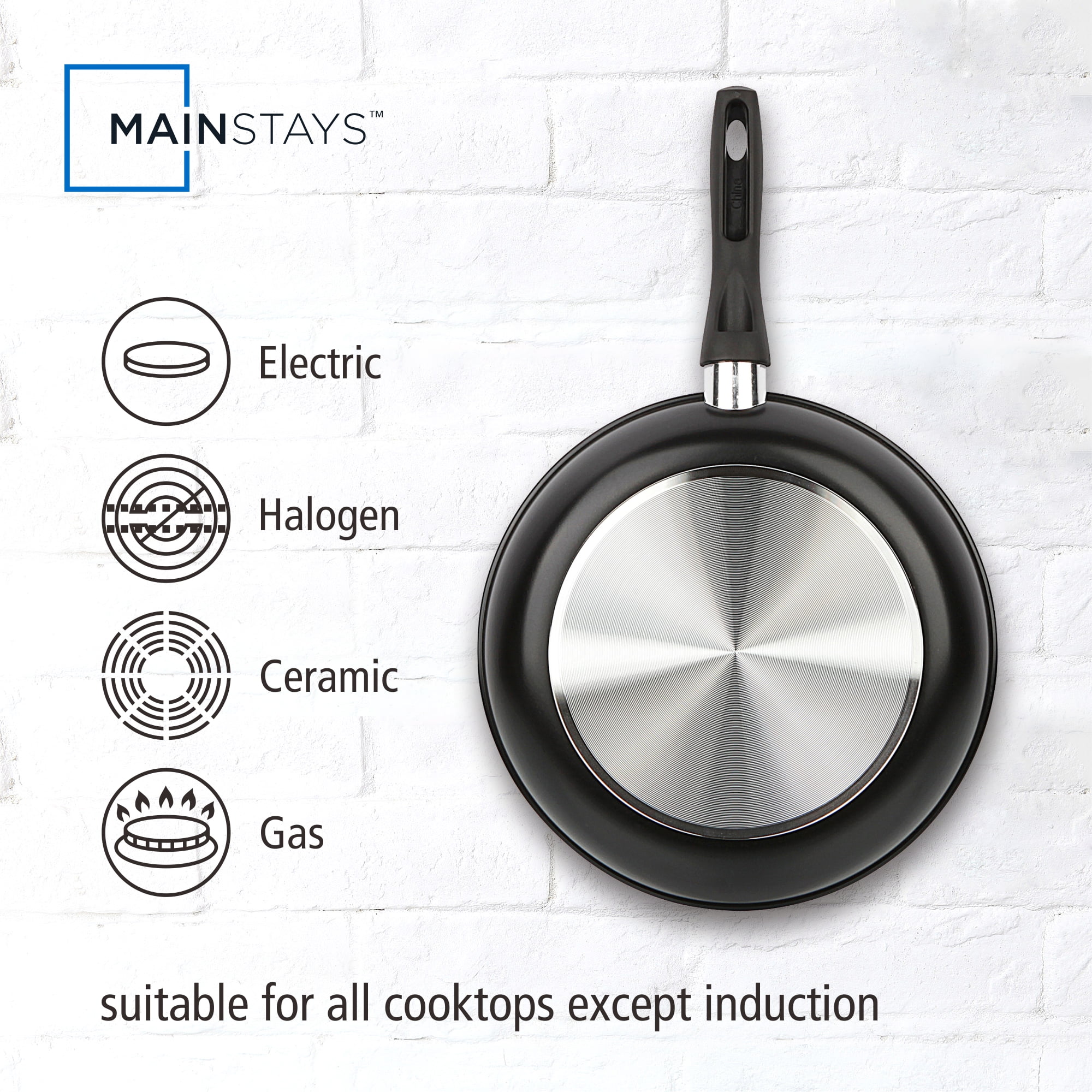Mainstays 3-Piece Nonstick Aluminum Skillet Set, Black Finish Set of 3