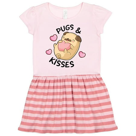 

Inktastic Valentines Day Pugs & Kisses with Hearts Gift Toddler Girl Dress