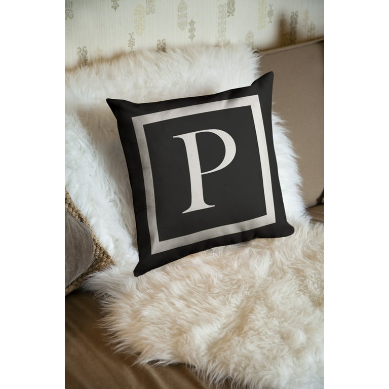 IDG Classic Block Monogram Decorative Pillow - Black 