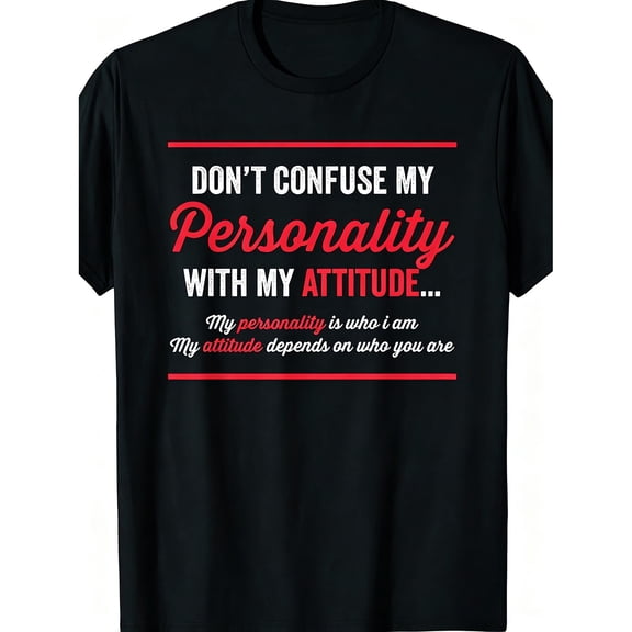 Men's Personality Attitude Slogan Graphic T-Shirt Cotton Black Short Sleeve Crewneck Oversized