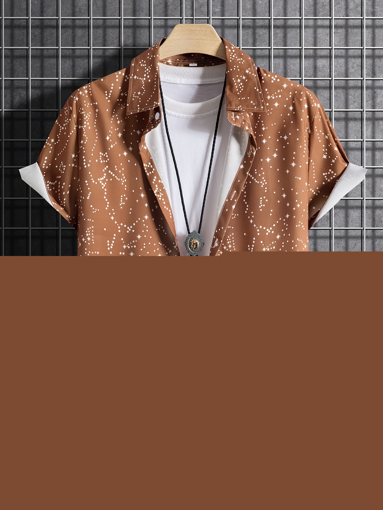 thumbnail image 3 of Camisa informal de manga corta con estampado de Vía Láctea, camisa hawaiana para hombre para vacaciones de verano, ropa con botones y estampado de resort, 3 of 4