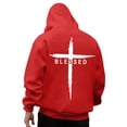 thumbnail image 2 of FASHOFT Christian Hoodies for Men Blessed Bible Verse Graphic Sweatshirts Inspirational Religious Faith Pullover Tops Red XXL, 2 of 7