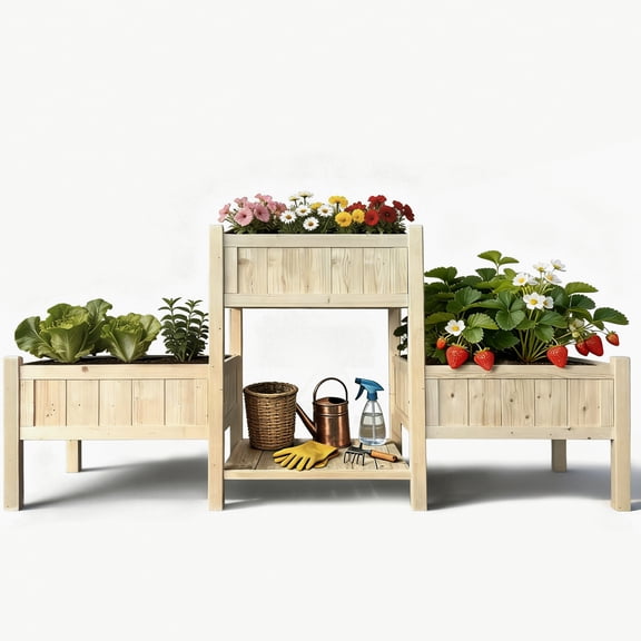 Raised Garden Bed, Wooden Planter Box, Raised Garden Bed with Legs for Backyard, Patio and Balcony