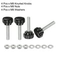 thumbnail image 4 of Uxcell 4 Set Male Thread Head Knurled Clamping Knobs Thumb Screws with Nuts Washers Black M8 x 40mmx 25mm Zinc Plated Carbon Steel, 4 of 5