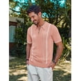 thumbnail image 3 of Polo PJ PAUL JONES con cremallera a rayas vintage para hombre, 3 of 5