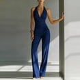 thumbnail image 4 of Xdegoge Halter Neck Jumpsuit for Women Backless V Neck Wide Leg Outfits High Waisted Dressy Long Pants Jumpsuits for Party Evening Wedding Guest Clubwear Fashion, 4 of 5