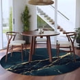 thumbnail image 5 of Round Rug 5ft Area Rug, Marble Texture Pattern Area Rugs for Living Room Bedroom, Gold Geometric Line Floor Mat Non-Slip Non-Shedding Carpet Indoor Accent Rugs, 5 of 9