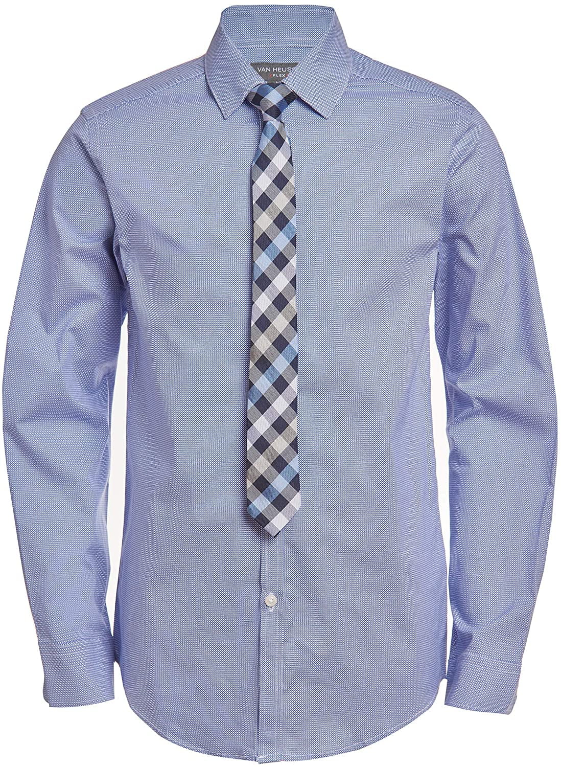 Van Heusen Boys Long Sleeve Dress Shirt and Tie Set, Mazarine Blue, X