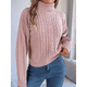 thumbnail image 5 of Suéter de Mujer con Cuello Redondo, Botones Texturizados, Mangas Farol, Jersey de Punto Rosa L, 5 of 10