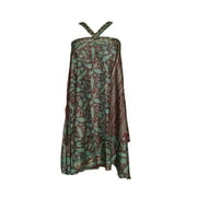 Mogul Magic Wrap Skirt Silk Sari Paisley Print Two Layer Reversible Beach Dress