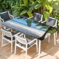 thumbnail image 2 of Coastal Beach Table Cloths for 3 Foot Rectangle Tables, Summer Ocean Sea Modern Palm Coconut Tree Patio Waterproof Elastic Fitted Tablecloths, Washable Rectangular Table Cover for Camping, 2 of 8