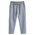 thumbnail image 4 of ZestMode 2 Pack Mens Casual Pants Linen Harem Drawstring Pants Elastic Waist Trouser Hippie Summer Beach Pants Loose Straight Cotton Bloomers Summer Pants Breathable Pants, 4 of 7