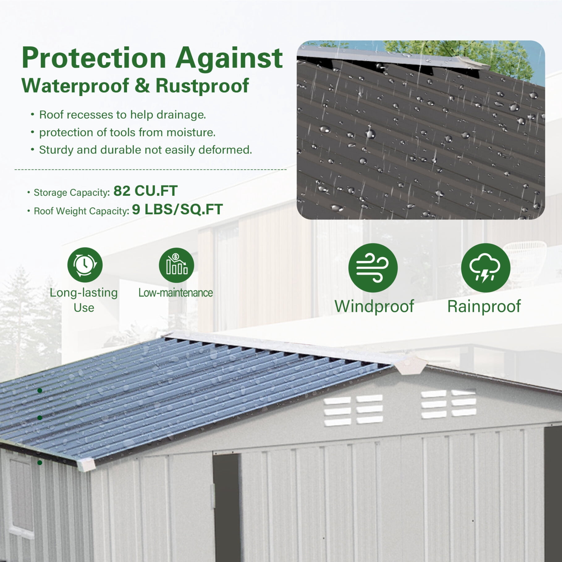 6X4 FT Metal Outdoor Storage Shed, Tool Shed with Pitched Roof Watertight with Positive Window and Lockable Door Compact for Garden, Backyard, Patio (White+Gray)