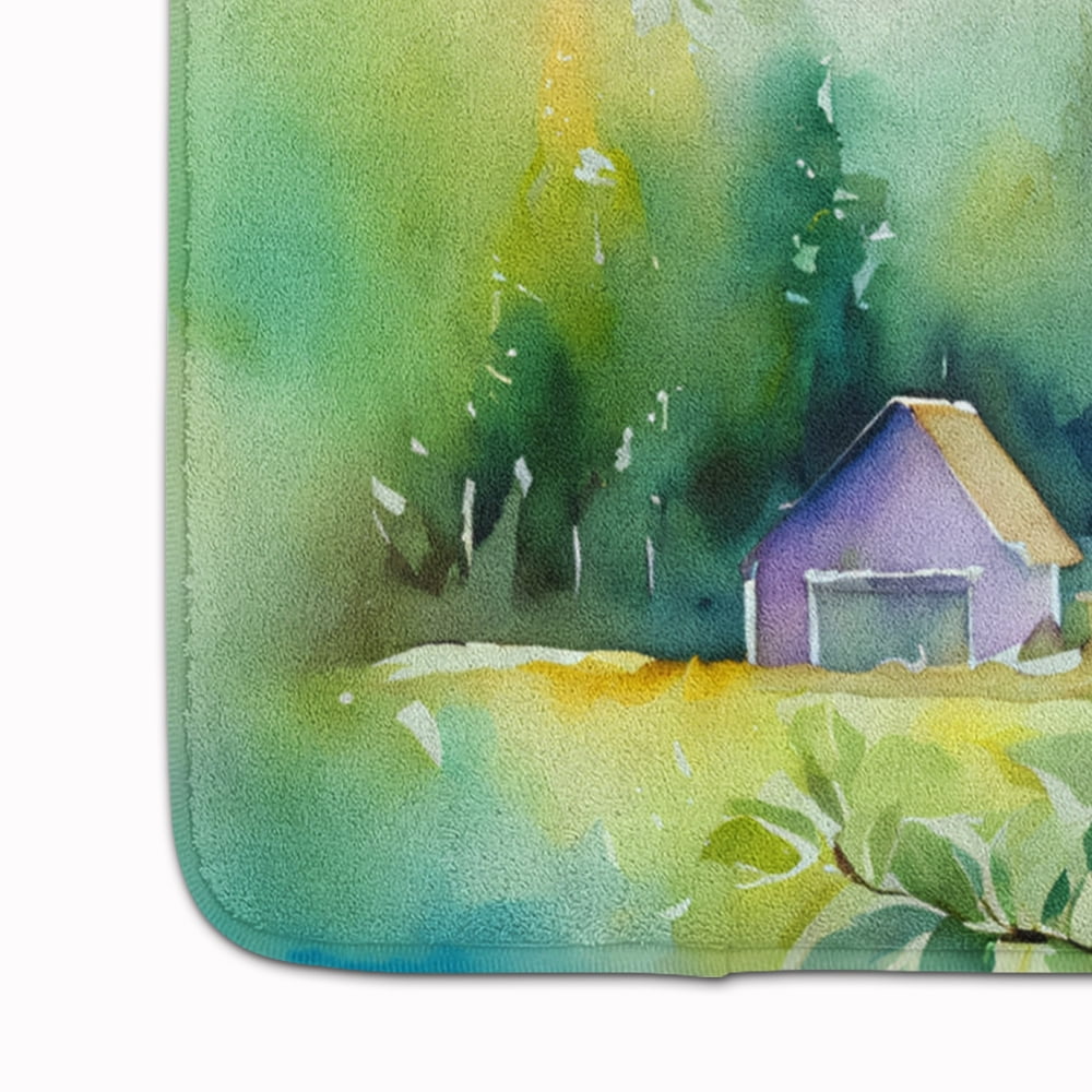 Idaho Syringa in Watercolor Memory Foam Kitchen Mat 27 in x 19 in