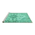 thumbnail image 2 of Ahgly Company Machine Washable Indoor Round Medallion Turquoise Blue Traditional Area Rugs, 3' Round, 2 of 4