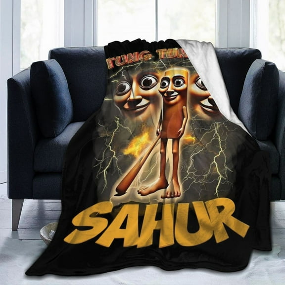 Italian Brainrot Tung Tung Sahur Blanket Throw Bedding Room Decor Flannel Blankets For Bed Sofa 40