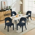 thumbnail image 4 of Dining Chairs Dark blue chenille dining chair features a hollowed-out backrest design Set of 2 Suitable for restaurant kitchens,Dining Room Seating, 4 of 9