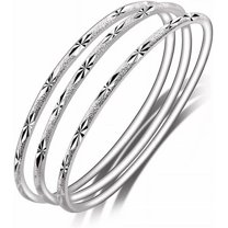 Sterling Silver Bangle Bracelets,Fashion Jewelry Simple Adjustable 925 Silver Cuff Bangles for Women Mom Wife Valentine Mothers Day Gift