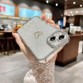 thumbnail image 2 of Compatible with iPhone 13 Glitter Plating Love Heart Case, Cute Luxury Electroplated Bling Sparkly Glitter Shiny Case for Women Girls Soft TPU Shockproof Camera Protective Back Cover Silver, 2 of 6