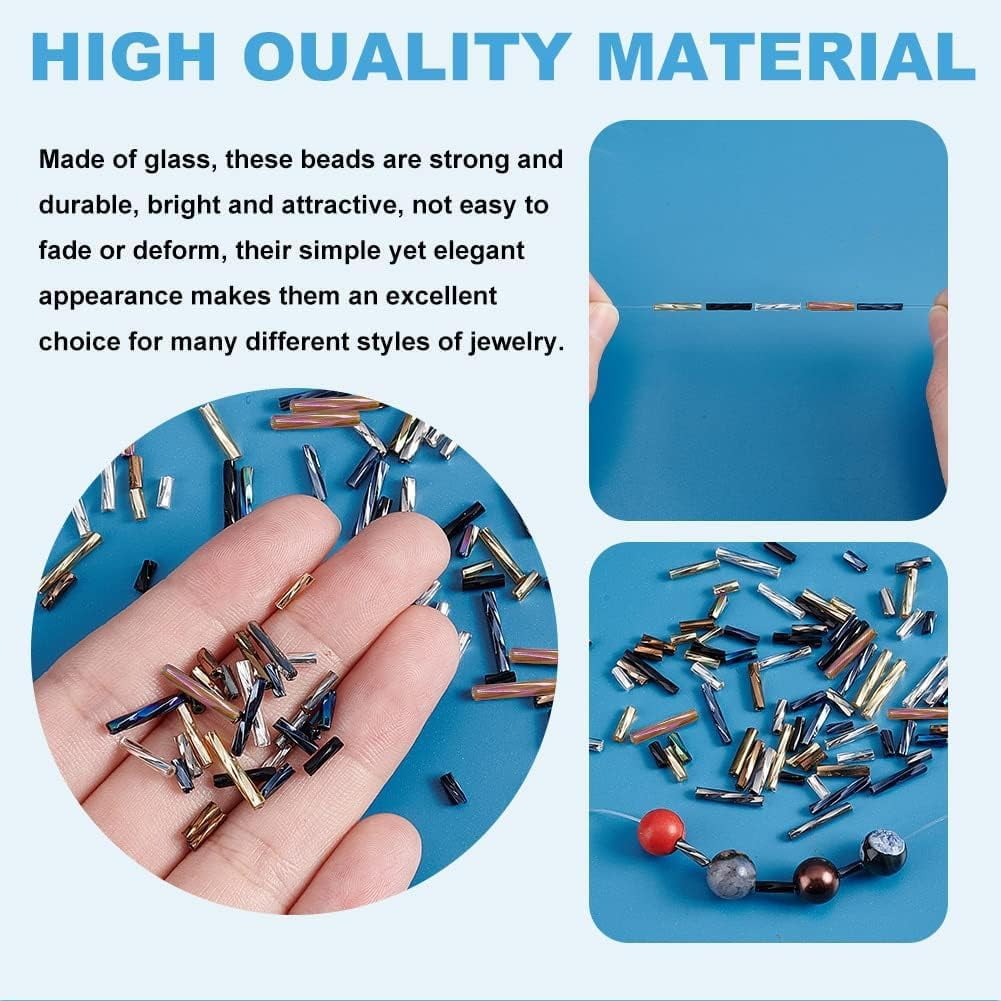 1Box 5845Pcs 28 Style Glass Twisted Bugle Beads Mixed Style Mixed Color 5~12x2mm Hole: 0.5mm