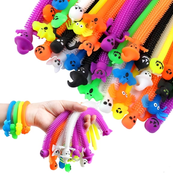 Ebaokuup 48 Pcs Halloween Stretchy Fidget Toys, Assorted Shapes for Party Favors