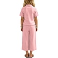 thumbnail image 4 of Tqyyweavej Girls Summer Outfits Qipao Chinese Solid Color Short Sleeve Tops and Pockets Straigt Leg Pants Traditional Clothes for Kids Toddler 1-10Y, 4 of 10