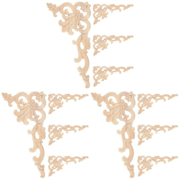 Set of 3 Decorative Wood Trim Corner Moulding Door Carved Appliques Embellishments for Crafting