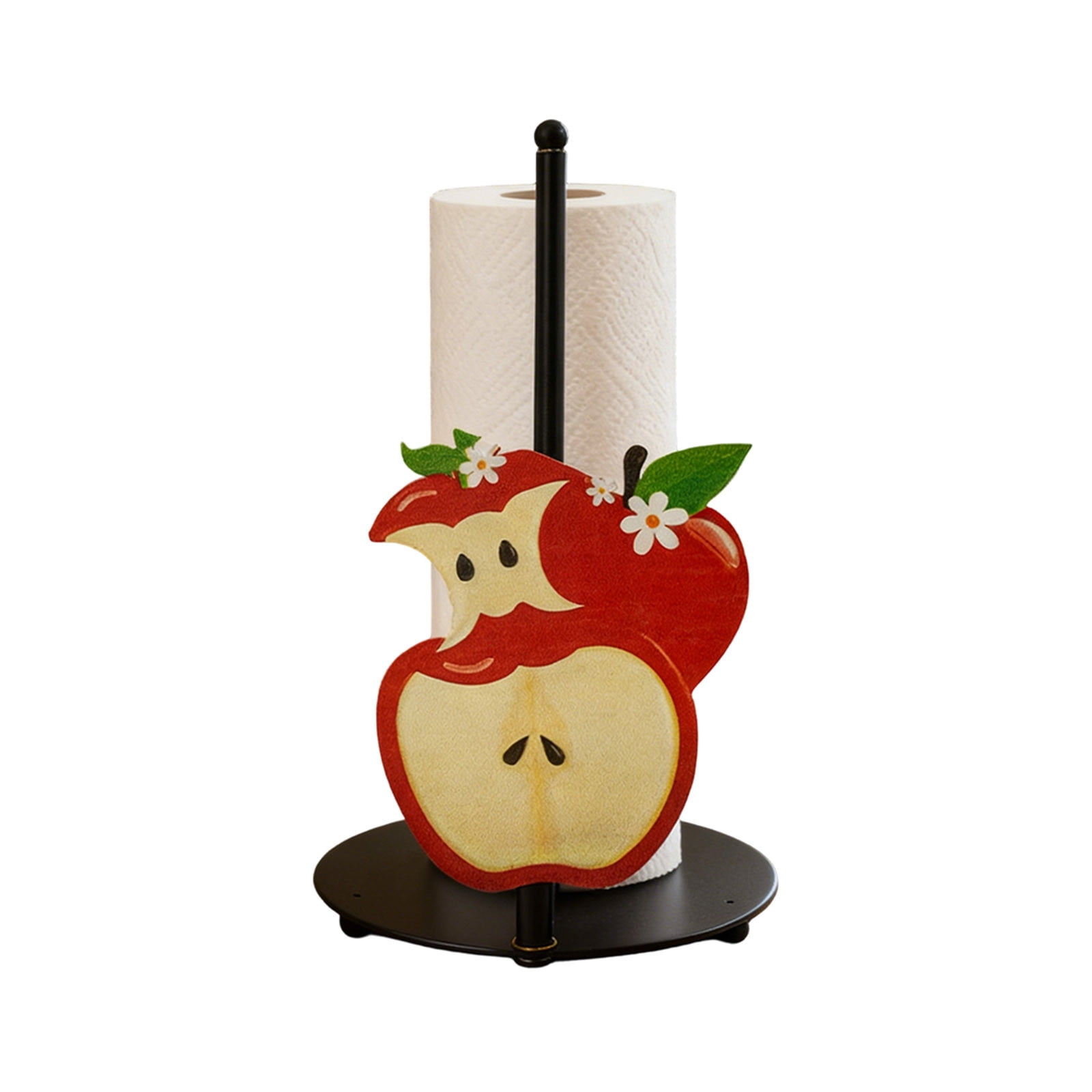AFACUHX Apple Pattern Metal Paper Towel Holder Cute Countertop Kitchen Decor Farmhouse Large Weighted Tissue Stand for Bathroom Dining (2PC)