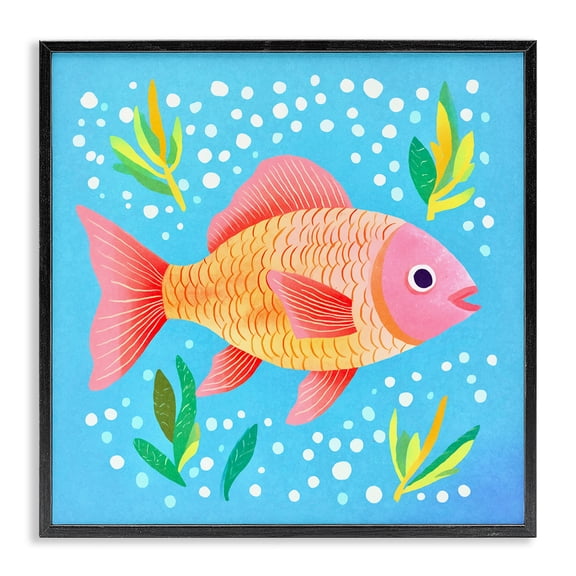 Stupell Industries Coastal Happy Fish Underwater Black Framed Giclee Art, 12 x 12, by Andrea Haase