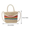 thumbnail image 2 of Bolso Hombro Paja para Mujer Con Bolso Arcoíris Perlas Bolso Ocio Femenino (blanco), 2 of 9