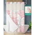 thumbnail image 2 of No Hook Shower Curtain with Snap in Liner, Summer Ocean Pink and Gray Coral Hotel Shower Curtains for Bathroom, Washable Shower Curtain Liner Set with Mesh Top Window, 54"x78", 2 of 6