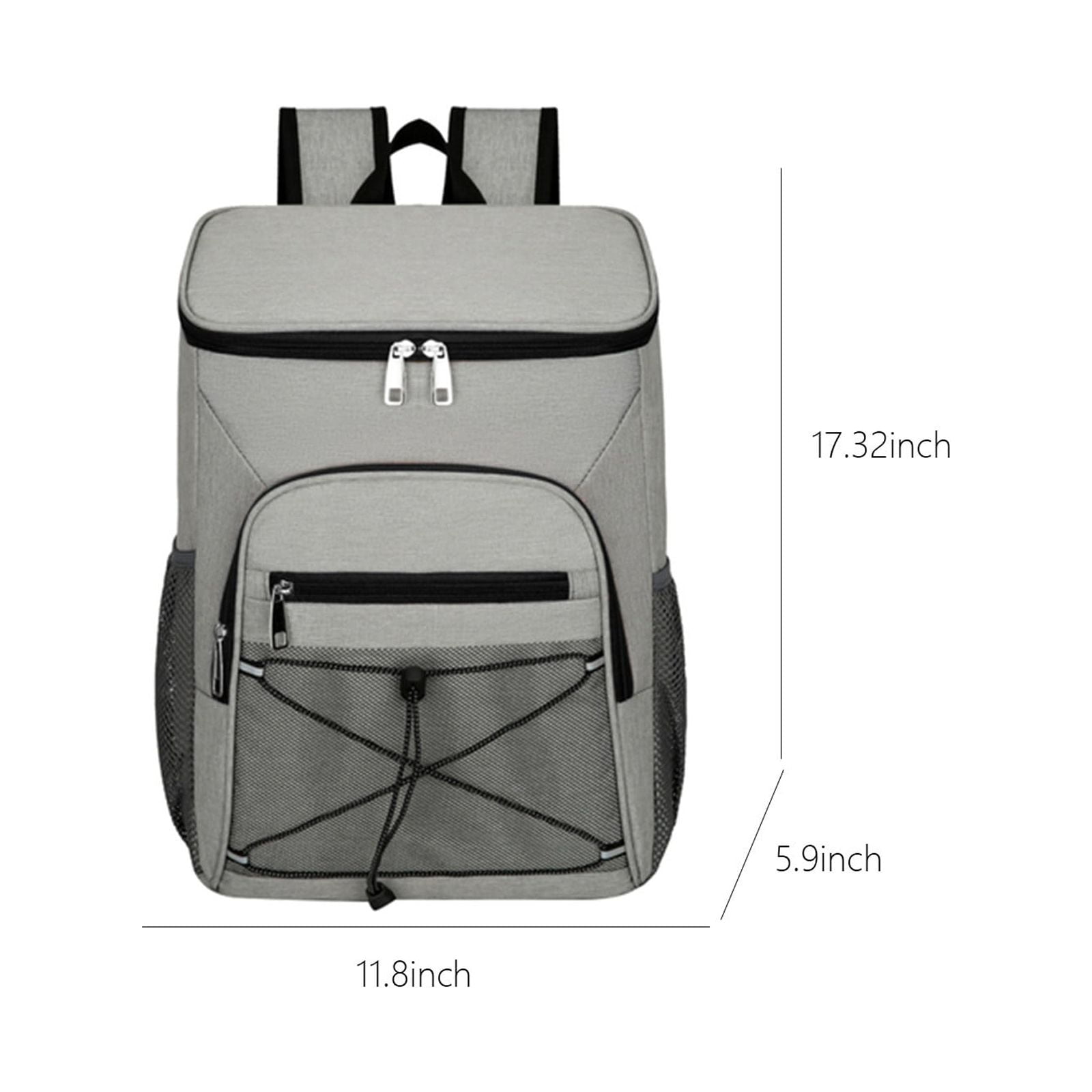 Beautynvta Cooler Backpack, Soft Camping Insulated Leakproof Cooler Bag, Waterproof Cooler Ice Chest Beer Bag for Lunch Picnic Beach Work Trip, 11.8" x 5.9" x 17.3", Gray
