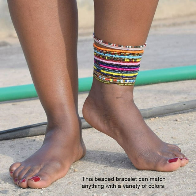 Langgg Rice Bead Ankle Bracelet Unique Colour-fast Ankles Chains Exquisite Handmade Multi-purpose Chic Girls Anklets Feet Decor 14