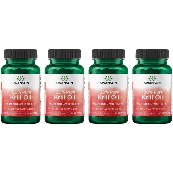 Swanson 100% Pure Krill Oil 500 Milligrams 60 Sgels (4 Pack)